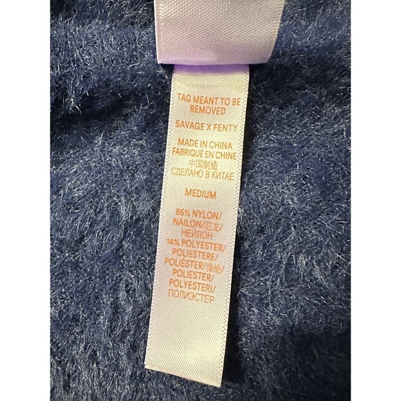 Savage x Fenty Navy Blue Fluff It Up Slip Mini Dress Women's Size Medium - Picture 8 of 11